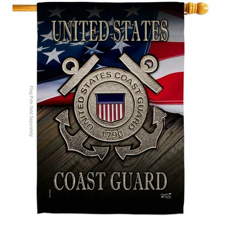 ANGELENO HERITAGE 28 x 40 in. US Coast Guard House Flag with Armed Forces Double-Sided Vertical Flags  Banner Garden AN578941